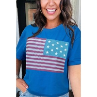 Real Teal American Flag Pattern Crewneck Tee - L thumbnail