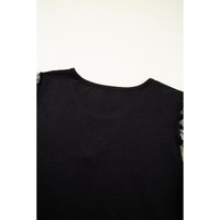 Black Flora Lace Patchwork Crew Neck T Shirt - M thumbnail