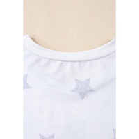 Khaki Patriotic Flag Bow Graphic Starry Round Neck T Shirt - L thumbnail