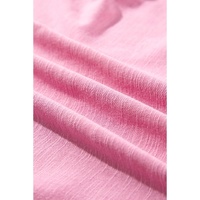 Pink Eyelet Embroidery Scalloped Sleeve Round Neck T Shirt - M thumbnail