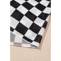 Black Checker Mesh Crew Neck T Shirt - L thumbnail
