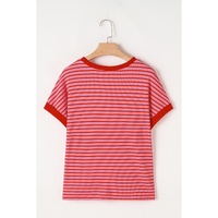 Pink Stripe Sequin Crawfish Crewneck T Shirt - M thumbnail