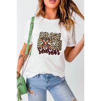 White Crawfish Season Leopard Letter Graphic Tee - M thumbnail