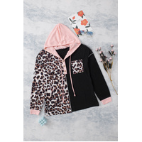 Azura Exchange Leopard Patchwork Hooded Sweatshirt - S thumbnail