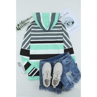 Azura Exchange Striped Drawstring Long Sleeve Hoodie - L thumbnail