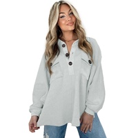 Azura Exchange Oversized Button Collared Sweatshirt - S thumbnail