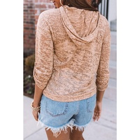 Azura Exchange Khaki Drawstring Hoodie with Kangaroo Pocket - S thumbnail