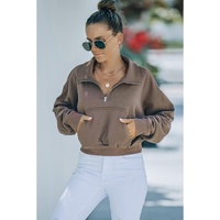 Azura Exchange Zipped Cropped Sweatshirt with Pocket - L thumbnail