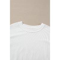 White Ribbed Corduroy Oversized Sweatshirt - L thumbnail