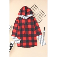 Azura Exchange Plaid Striped Patchwork Drawstring Hoodie - L thumbnail