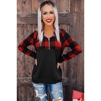 Azura Exchange Buffalo Plaid Zip Pullover Hooded Top - M thumbnail