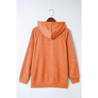 Orange Mineral Wash Kangaroo Pocket Drawstring Pullover Hoodie - S thumbnail