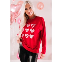 Azura Exchange Hearts Print Crewneck Sweatshirt - M thumbnail