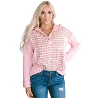 Azura Exchange Striped Tweed Patchwork Button Hoodie - L thumbnail