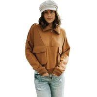 Azura Exchange Exposed Seam Sweatshirt with Zip Collar and Big Flap Pocket - M thumbnail