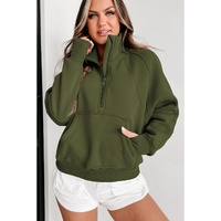 Azura Exchange Ribbed Thumbhole Sleeve Sweatshirt with Stand Collar and Zip Closure - XL thumbnail