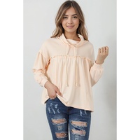 Azura Exchange Frill Exposed Seam Cowl Neck Oversized Sweatshirt - L thumbnail