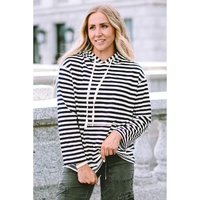 Stripe Kangaroo Pocket Drawstring Hoodie - XL thumbnail