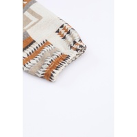 Azura Exchange Beige Aztec Print Half-Zip Hoodie with Kangaroo Pocket - M thumbnail