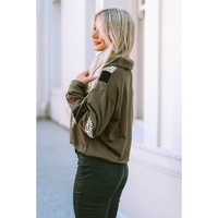 Azura Exchange Leopard Contrast Splicing Quarter Zip Sweatshirt - XL thumbnail