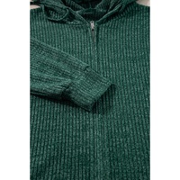 Evergreen Ribbed Zip Up Front Drawstring Hoodie - M thumbnail