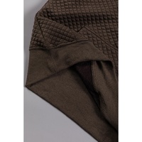 Khaki Printed Plaid Sleeve Patchwork Collared Textured Sweatshirt - L thumbnail