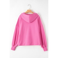 Bonbon Fleece Lined Half Zipper Kangaroo Pockets Loose Hoodie - 2XL thumbnail