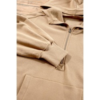 Parchment Fleece Lined Half Zipper Kangaroo Pockets Loose Hoodie - 2XL thumbnail