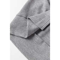 Gray Waffle Knit Fleece Lined High Low Oversized Hoodie - XL thumbnail