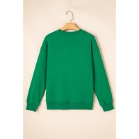 Dark Green Solid Classic Crewneck Pullover Sweatshirt - 2XL thumbnail