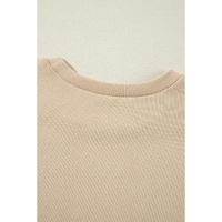 Apricot Solid Fleece Lined Drop Shoulder High Low Sweatshirt - 2XL thumbnail