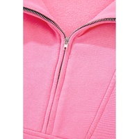 Bonbon Zip-up Stand Neck Kangaroo Pocket Sweatshirt - L thumbnail