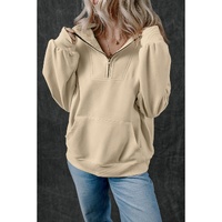 Smoke Gray Zip-up Stand Neck Kangaroo Pocket Sweatshirt - 2XL thumbnail
