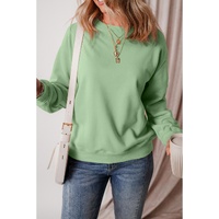Smoke Green Solid Fleece Lined Drop Shoulder Terry Sweatshirt - 2XL thumbnail