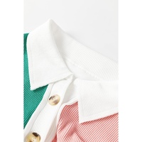Pink Colorblock Ribbed Collared Oversized Sweatshirt - XL thumbnail