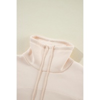 Apricot Drawstring Turtleneck Dolman Sleeve Sweatshirt - M thumbnail