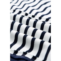 White Stripe Color Block Exposed Seam Loose Fit Sweatshirt - L thumbnail