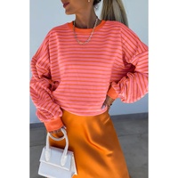 Russet Orange Drop Shoulder Crew Neck Loose Sweatshirt - L thumbnail