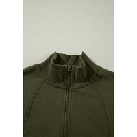 Jungle Green Zipped Neck Pullover Drop Shoulder Sweatshirt - L thumbnail