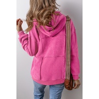 Pitaya Pink Mineral Wash Terry Patchwork Drawstring Hoodie - L thumbnail