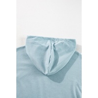 Iceland Blue Solid Ruffled Hem Loose Fit Tunic Hoodie - L thumbnail