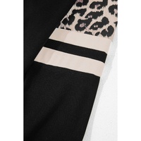 Black Leopard Print Colorblock Raglan Sleeve Sweatshirt - M thumbnail