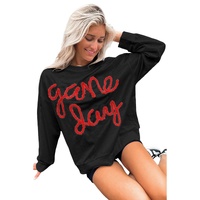 Black Tinsel Game Day Drop Shoulder Graphic Sweatshirt - S thumbnail