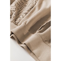 Parchment Knit Crochet Exposed Seam Ribbed Trim Sweatshirt - L thumbnail