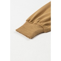 Brown Solid Kangaroo Pocket Half Zipper Oversized Hoodie - M thumbnail