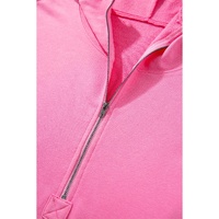 Bonbon Solid Kangaroo Pocket Half Zipper Oversized Hoodie - L thumbnail