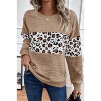 Parchment Leopard Quilted Patchwork Crew Neck Sweatshirt - L thumbnail