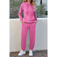 Bonbon Solid Color Fleece Lined Drawstring Hoodie with Pocket - 2XL thumbnail