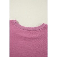 Valerian Solid O Neck High Low Hem Pullover Sweatshirt - L thumbnail