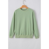 Smoke Green Plain Drop Shoulder Crewneck Pullover Sweatshirt - L thumbnail